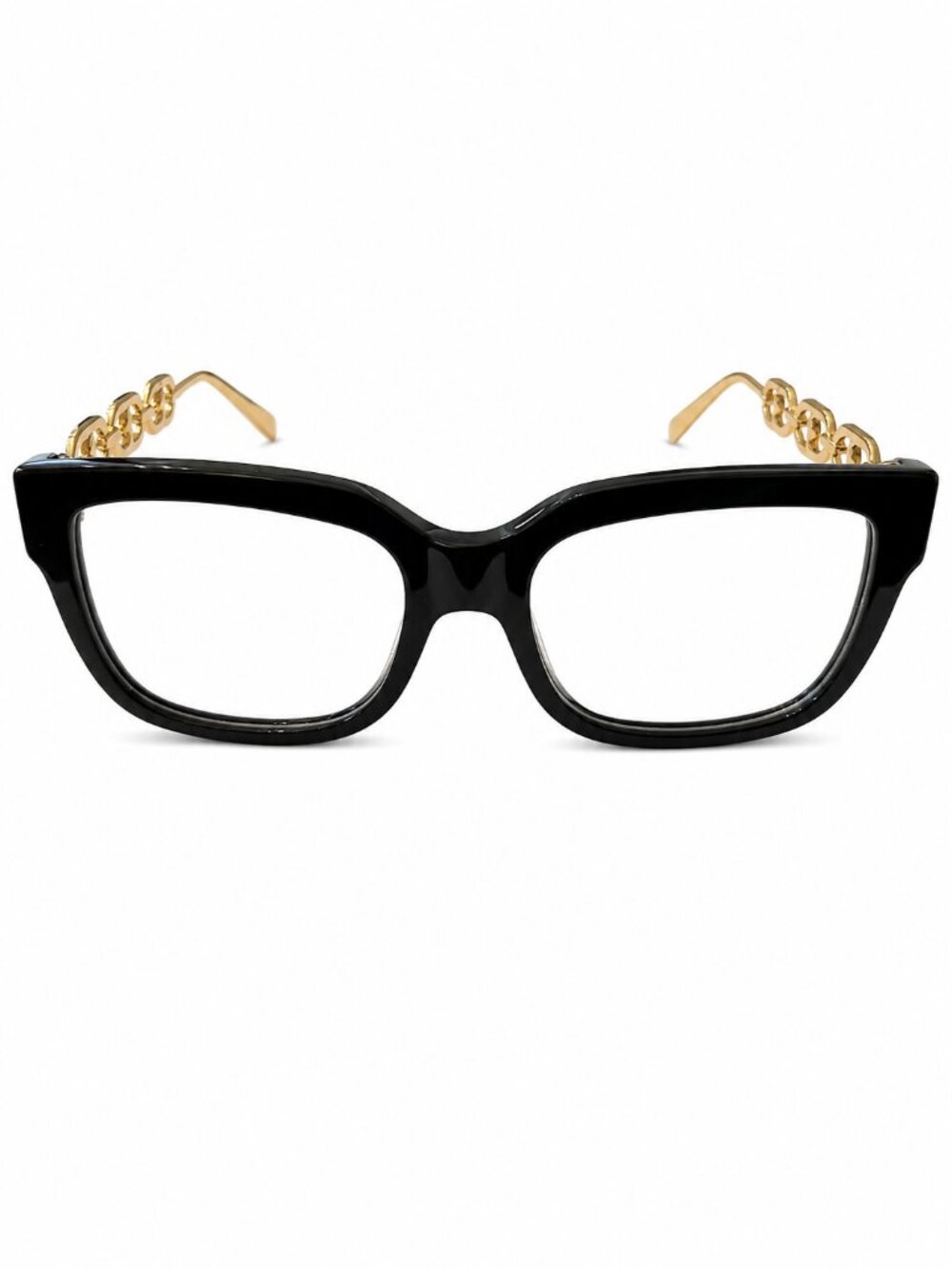 Black and Gold Chain Link Eyeglass Frames 55-18-143 - Picture 8 of 9